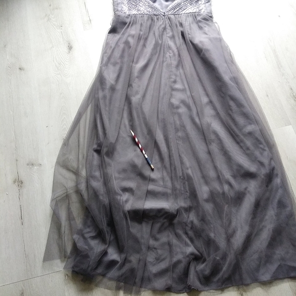 BHLDN Isadore Pewter Watters Bridesmaid Dress sz 10‎ holidays gray sequin maxi - Picture 6 of 16